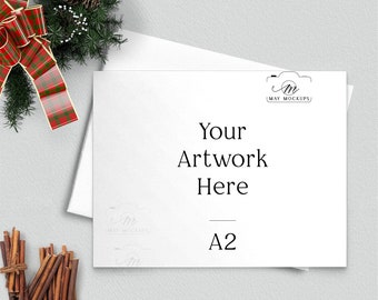 Paysage A2 Carte De Noël maquette, A2 carte de vacances maquette téléchargement instantané