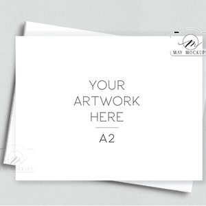 A2 lege kaart mockup met witte envelop, A2-kaart mock-up voor Instant JPEG Digitale Download