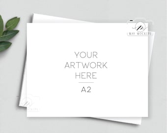 Maquette de carte de voeux A2 avec enveloppe, maquette de carte merci pour instant JPEG Téléchargement numérique