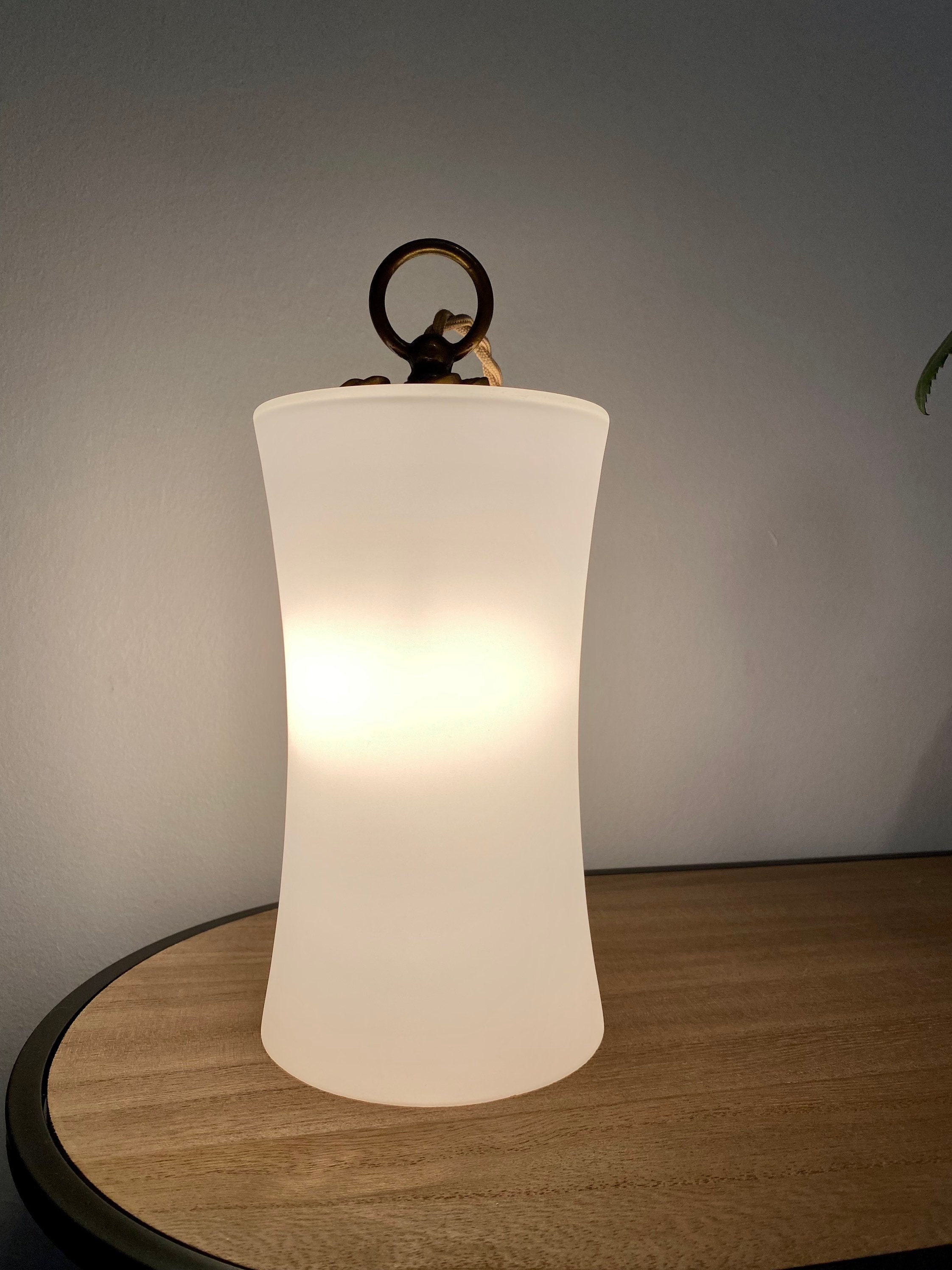 Lampe à Poser // Abat Jour Verre Blanc