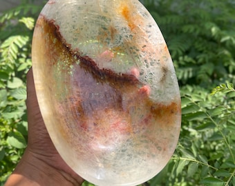 Handcrafted Fire Quartz Crystal Bowl: Meditation Healing Decor