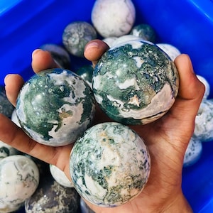 Moss Agate Sphere | Moss Agate Sphere Wholesale | Druze Agate Sphere | Bulk Moss Agate Healing Crystal Ball | Druze Crystal Sphere For Gift
