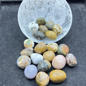 Polished Ocean Jasper Tumble Stone: Metaphysical Healing Crystal