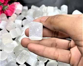 Natural Selenite Tumbled Stones | Meditation, Chakra Cleansing, Spiritual Protection, Energy Healing