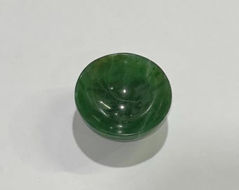 Hand Carved Green Jade Crystal Bowl – Altar Dish, Feng Shui, Meditation Decor