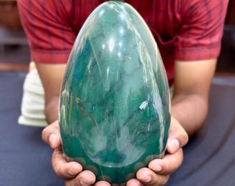 8" Large GREEN JADE SPHERE Beautiful Egg| Green Jade Stone Minerals From Crystal Healing Metaphysical And Meditation Egg