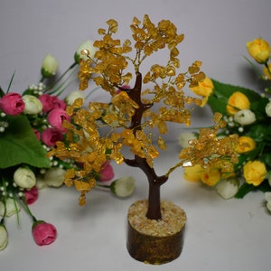Natural Citrine Gemstone Feng Shui Bonsai Tree Sculpture Life of Tree Money Tree Lucky Tree Bonsai Tree Money Feng Shui Tree Home Decor