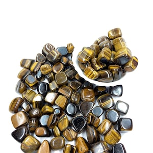 100 Tiger Eye Tumbled Stones: Brazilian Healing Crystals (20-25mm)