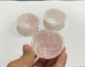 Polished Rose Quartz Crystal Bowl, Self Love Altar Dish, Healing Energy Home Decor