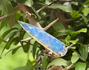 Large Opalite Arrowhead Crystal | Hand Carved Healing Stone, Wicca Altar Decor