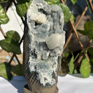 Natural Natural Blue Chalcedony with Apophyllite & Stilbite – High-Quality Mineral Specimen for Collectors Ethically Sourced Crystal Cluster