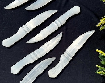 10 Natural Selenite Crystal Knives - Metaphysical Healing Daggers, 8"