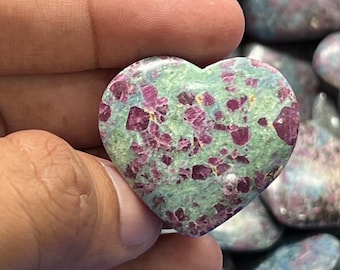Polished Ruby Fuchsite Heart Crystal, Pocket Stone, Chakra Meditation Decor