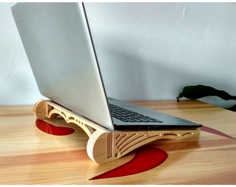 Laptop Stand for Desk - Laptop Riser Wood Natural Color for 13-16 inch Laptop or Macbook Stand - Angle Computer Stand - Dell Stand