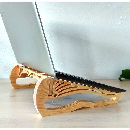 Wooden Laptop Stand for Desk Ergonomic Macbook Stand Etsy
