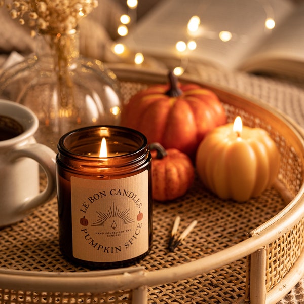 Pumpkin Spice Soy Wax Candle / Halloween Candle Gift / Autumn Home Decor Candle / Cosy Candle / Fall Candle / Pumpkin Spice Scented Candle