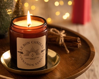 Cinnamon Vanilla Soy Wax Candle: Autumn Winter Fragrance