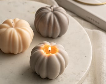 Pumpkin Shaped Soy Candle: Monochrome Autumn Decor, Vegan & Cruelty-Free