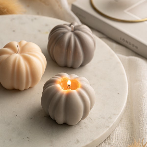 Autumn Decor Pumpkin Soy Candles / Monochrome Autumnal Home Decor / Halloween Decor / Pumpkin Decoration / Neutral Autumn Decor / Fall Decor