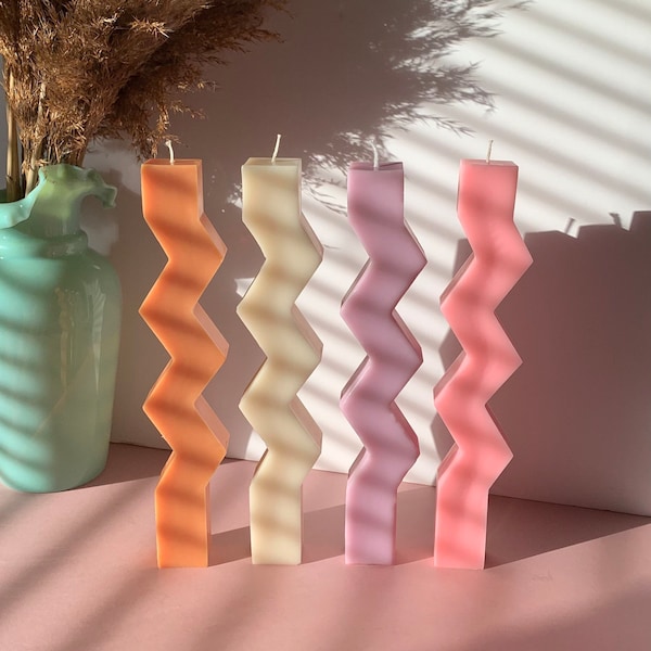 Soy Wax Zig Zag Candle / coloured candle / vegan candle / Twist candle / Unique Candles / candle gift / Funky Candle / Decor Candle