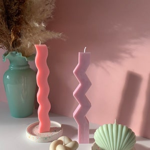 Soy Wax Zig Zag Candle / coloured candle / vegan candle / Twist candle / Unique Candles / candle gift / Funky Candle / Decor Candle image 3