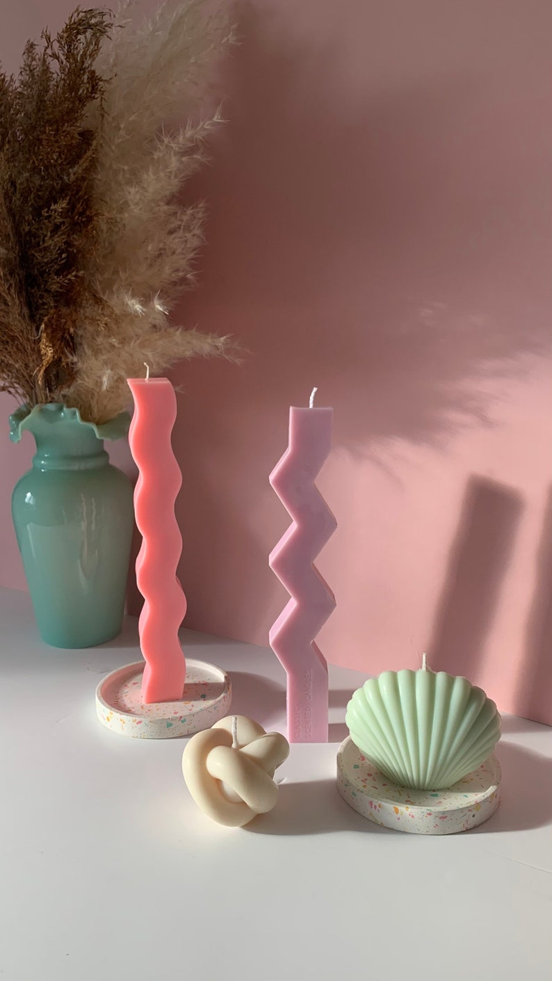 Soy Wax Zig Zag Candle / coloured candle / vegan candle / Twist candle / Unique Candles / candle gift / Funky Candle / Decor Candle image 3