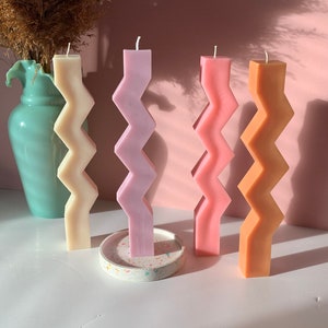 Soy Wax Zig Zag Candle / coloured candle / vegan candle / Twist candle / Unique Candles / candle gift / Funky Candle / Decor Candle image 5