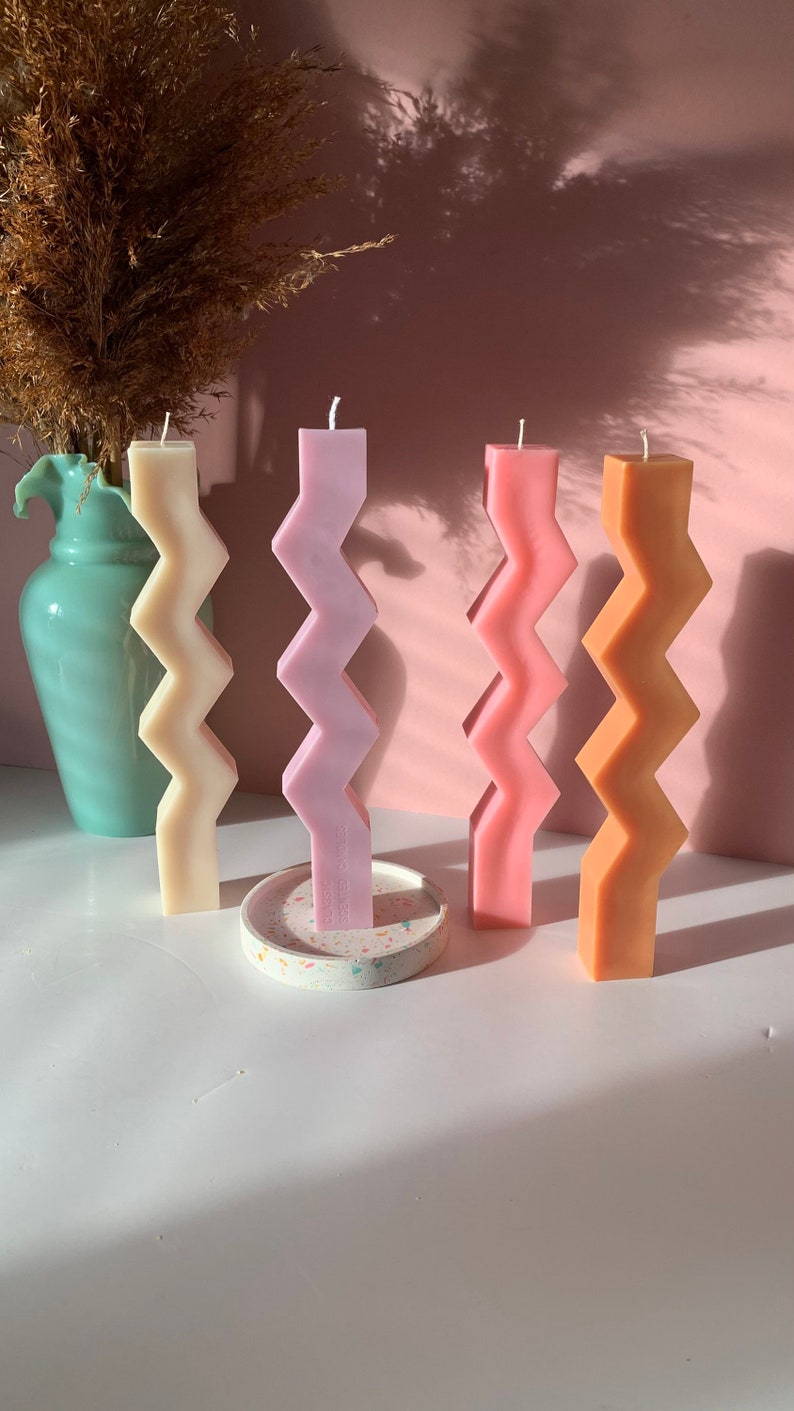 Soy Wax Zig Zag Candle / coloured candle / vegan candle / Twist candle / Unique Candles / candle gift / Funky Candle / Decor Candle image 5