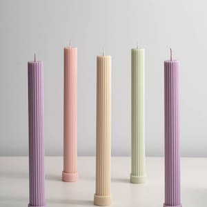 Tall Ribbed Soy Wax Pillar Candle: Handmade Decorative Candle