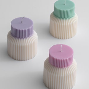 Two Tone Ribbed Candle | Pastel Home Decor | Soy Wax Candle | Aesthetic Candle | Coffee Table Decor | Vegan Gift | Home Decor Accessories