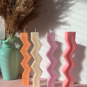 Soy Wax Zig Zag Candle / coloured candle / vegan candle / Twist candle / Unique Candles / candle gift / Funky Candle / Decor Candle image 2