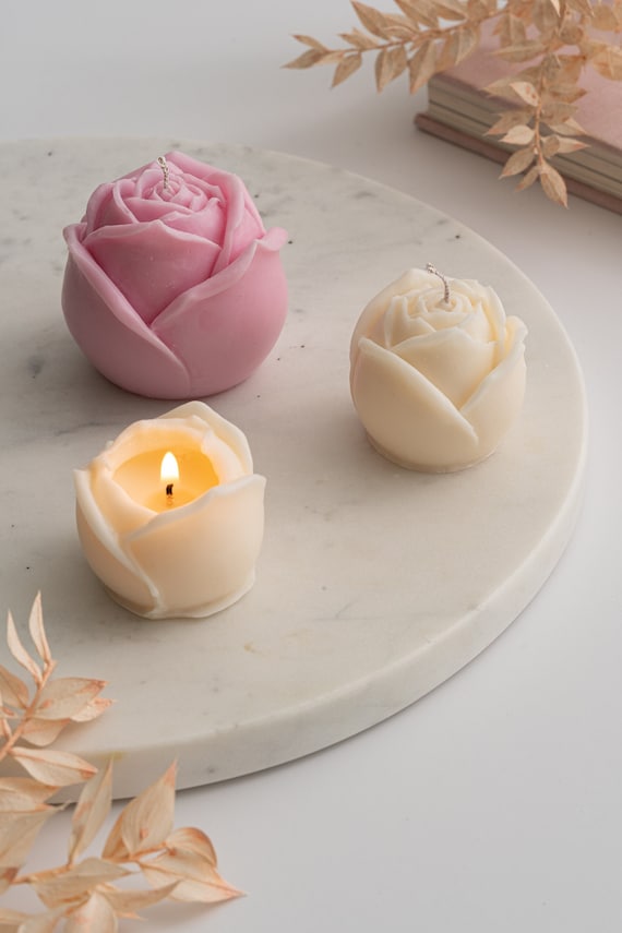 Rose Shaped Candles / Valentines Day Gift / Mother's Day Gift / Soy Wax  Candle / Flower Candle / Birthday Candle Gift / Vegan Gift 