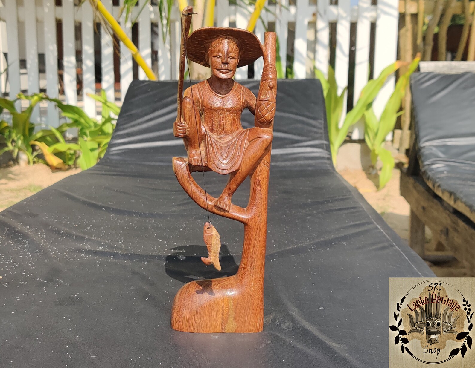 Hand Carved Wooden Fisherman Statue Fisherman Carving Wooden Etsy