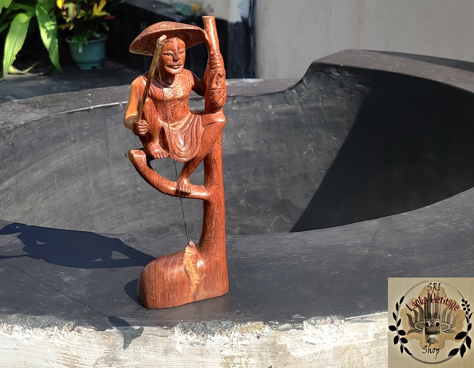 Hand Carved Wooden Fisherman Statue Fisherman Carving Wooden Etsy