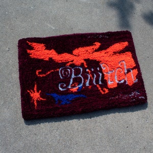 Orange and Burgundy Hand Tufted Rug