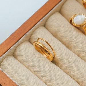 18K Gold Double Band Ring | Gold Band Ring | Dainty Band Ring | Wedding Ring | Statement Ring | Engagement Ring | Minimalist Ring | Ring Set