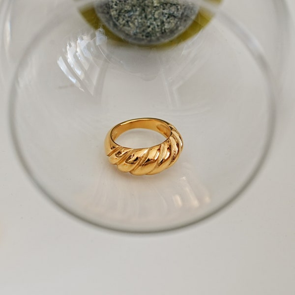 18K Gold Filled Croissant Dome Ring | Minimalist Gold Ring | Tarnish Free | Band Ring | Statement Ring | Gift for Her | Chunky Gold Ring