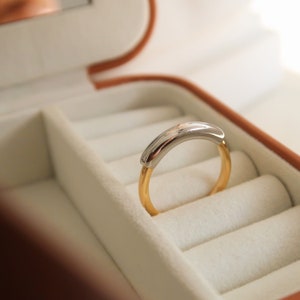 18K Gold Filled Mixed Tube Ring - Gold and Silver Band Ring - Tarnish Free Ring - Minimalist Band Ring