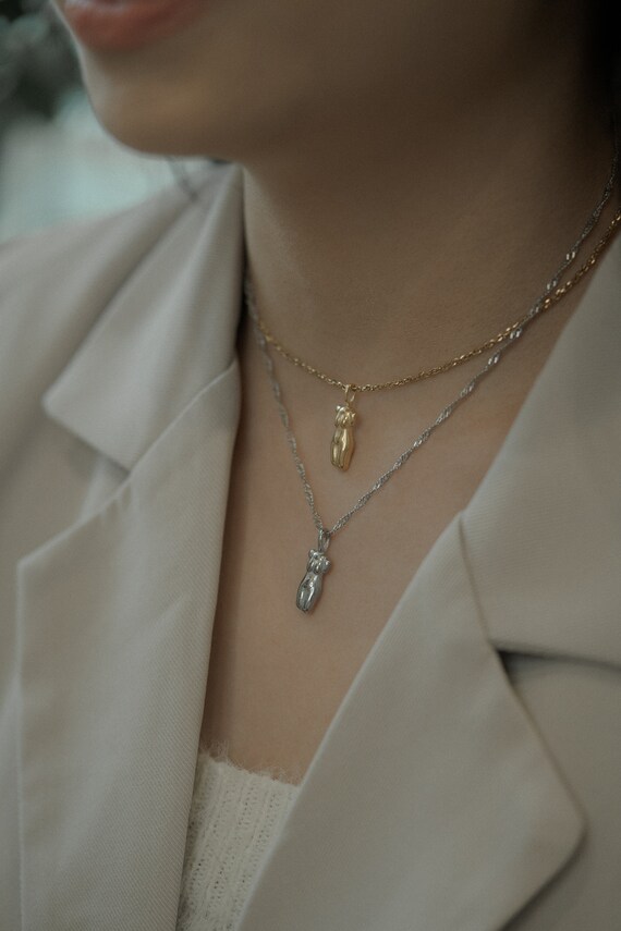 Gold Female Body Pendant Necklace Gold Titanium Water Tarnish