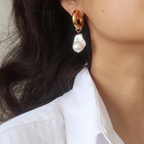 EXTRA BIG SALE Somon and Lilac Fireball Pearl Earrings Big - Etsy