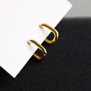 Dainty Gold Hoop Earring | Square | Gold Silver Huggies | Gold Earring | S925 Sterling Silver | Woman Earring |