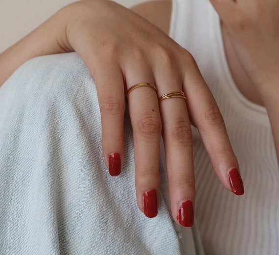 18k Vergoldete Ringe Damen - Anxiety Ring Gold Wasserfest Stapelbar