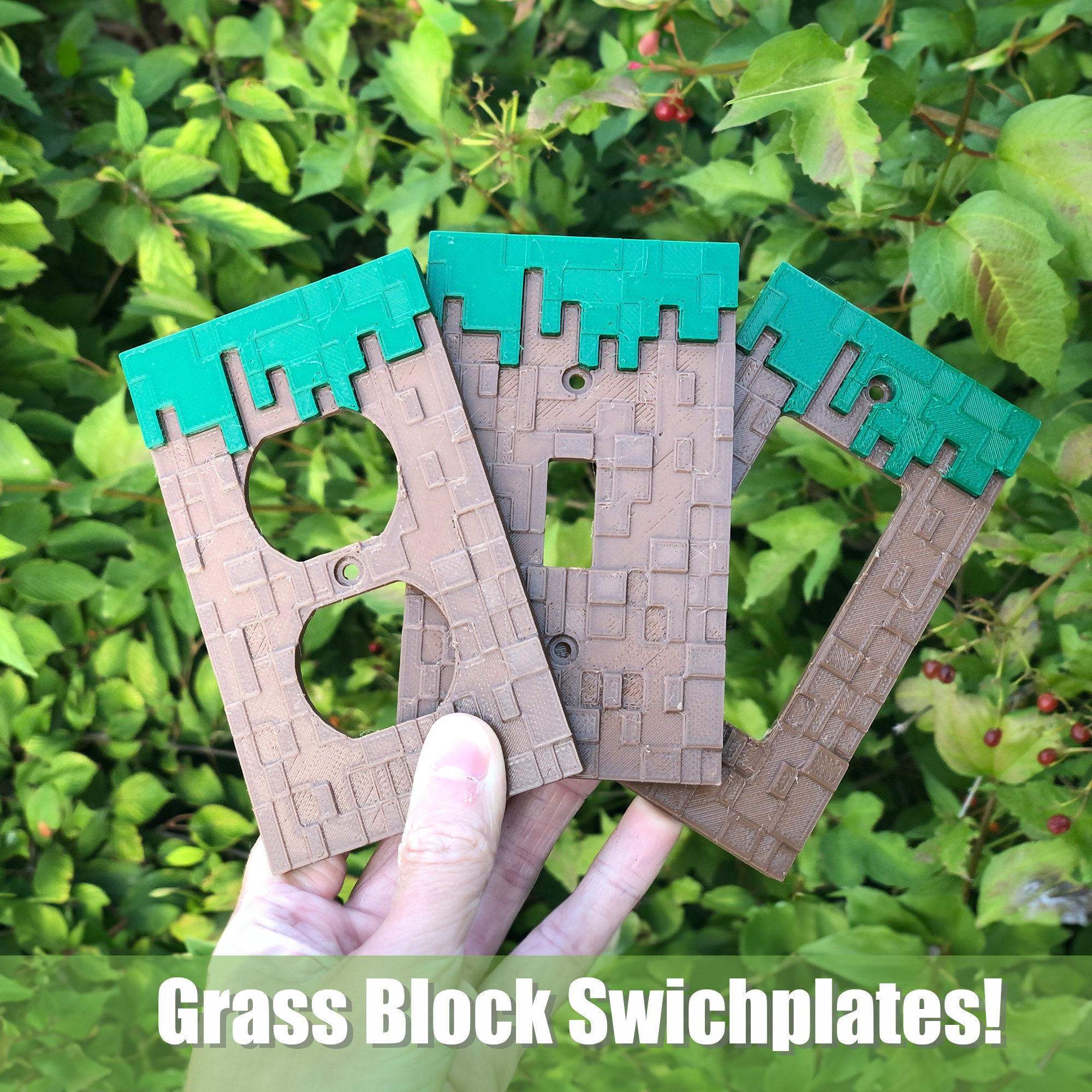 Grass Block Swichplate || Minecraft Inspired || Outlet Cover