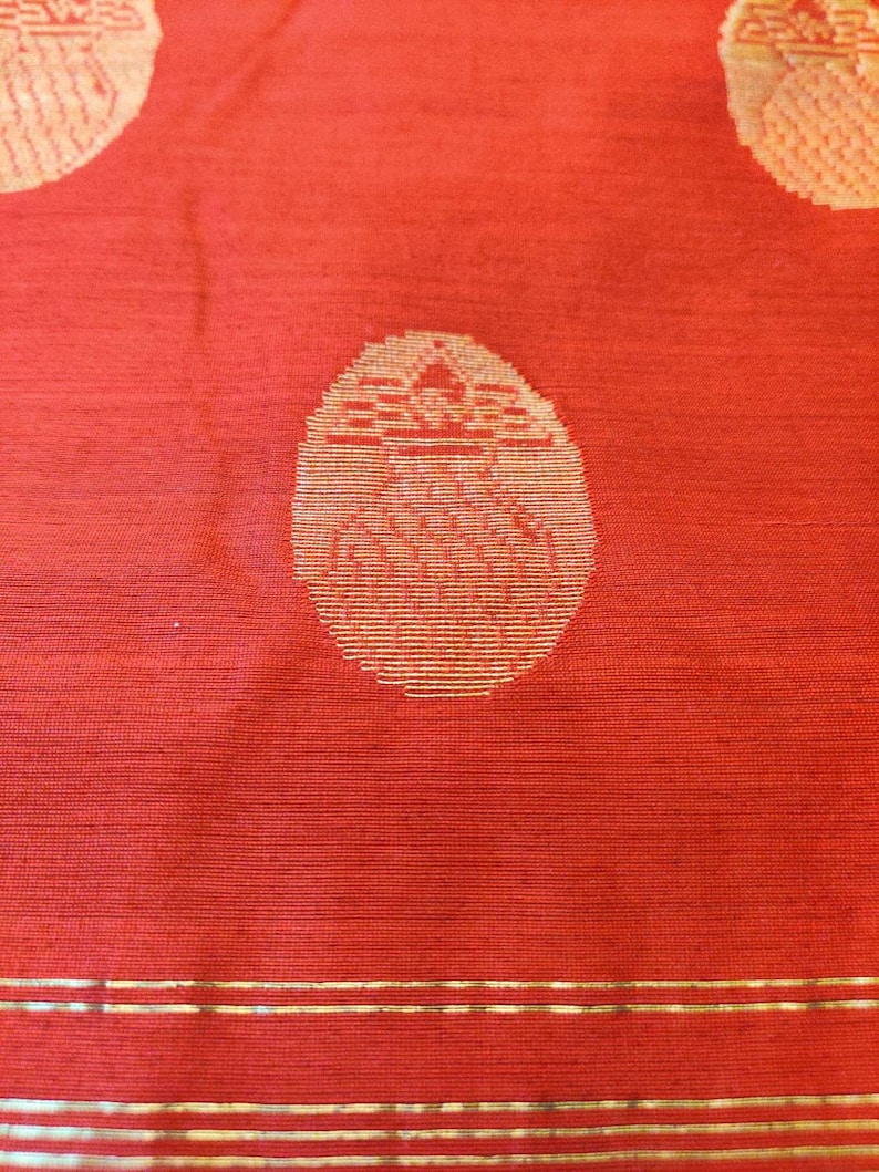 Kalash Buti light weight Cotton Silk Maheshwari hand woven Saree with pico fall and Blouse Stitching for casual wear