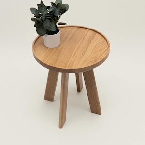 Round End Table | Oak Side Table & Nightstand | Farmhouse, Mid-century Modern Bedside | Made of Solid Wood | MA SIDE TABLE