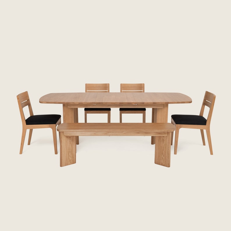 Extendable Dining Table Dining Room Table Set Kitchen Table Set Farmhouse Dining Table Oak Walnut VAIL TABLE & BENCH Optional image 1