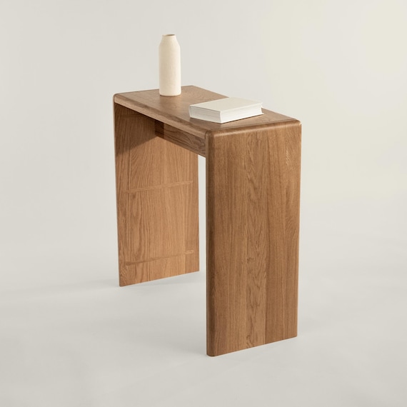 Waterfall Entryway Console Table Made of Solid Wood Modern
