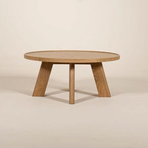 Round Coffee Table 32&quot; | Solid Wood Coffee Table | Oak & Walnut Low Table | Minimalistic Design | Japandi Concept | MA COFFEE TABLE 32&quot;