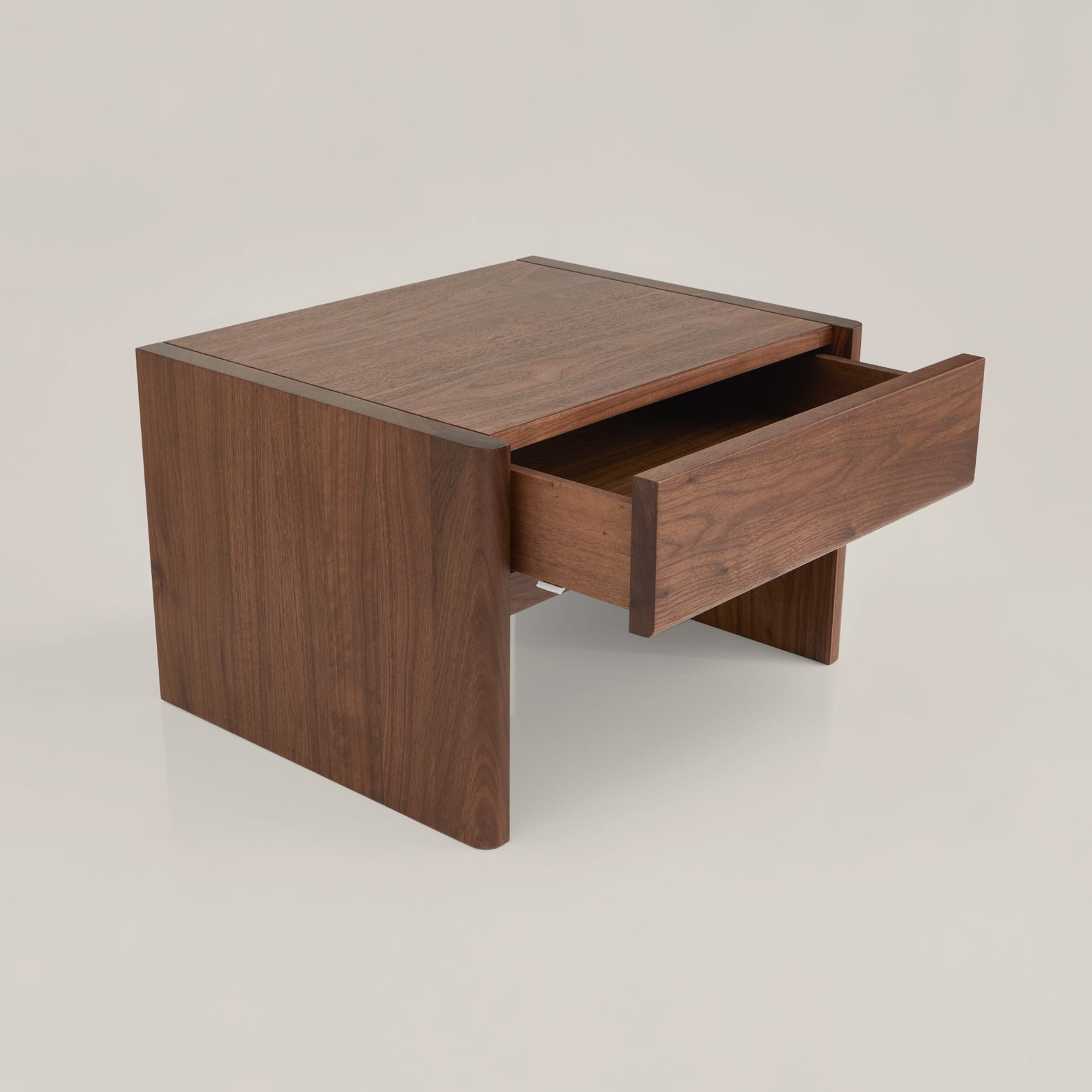 Modern Wood Nightstand With Drawer Solid Oak & Walnut Side Table