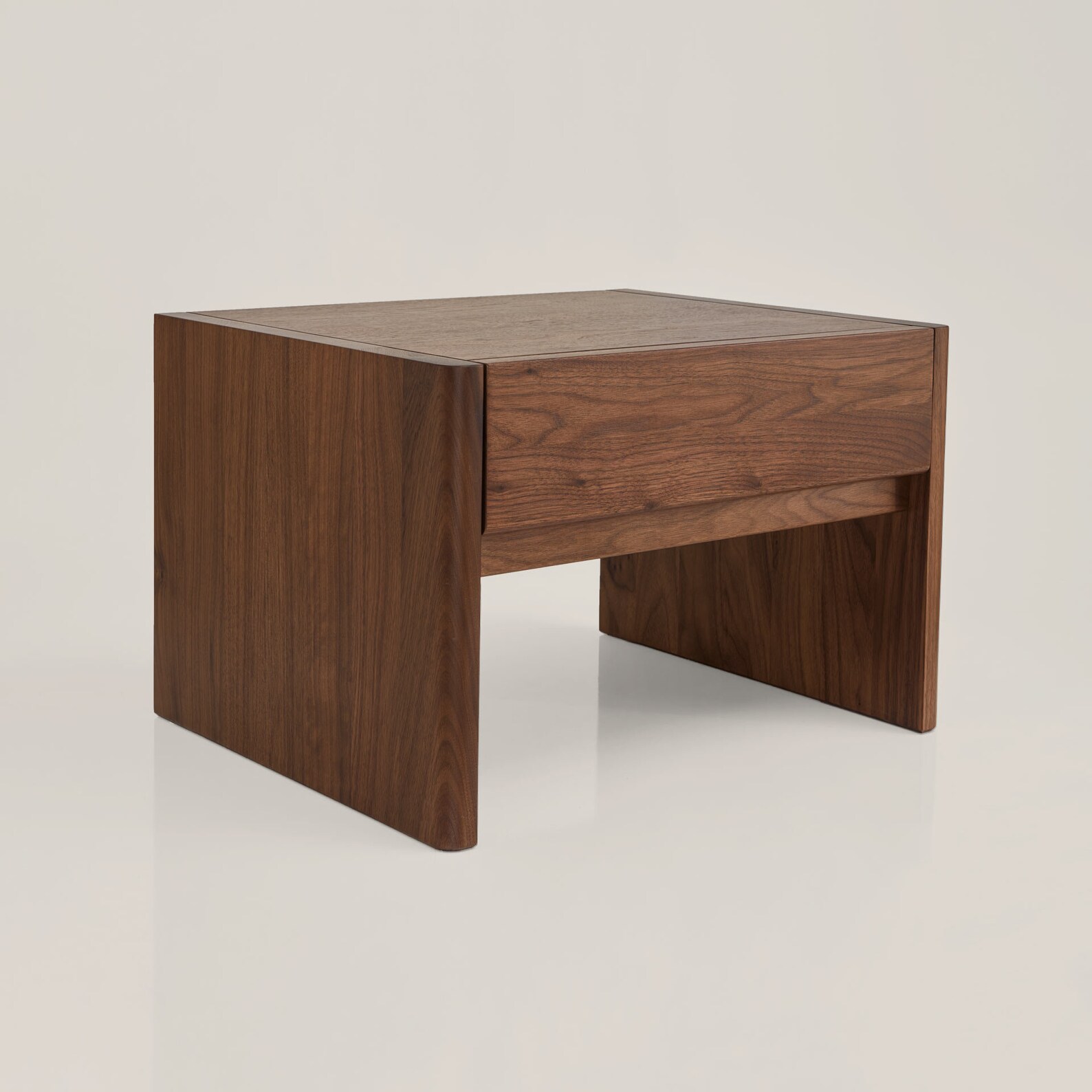 Modern Wood Nightstand With Drawer Solid Oak & Walnut Side Table